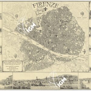 PIANTA DELLA CITTA' DI FIRENZE  CON GLI STEMMI DEI SUOI QUARTIERI