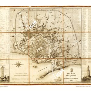 PIANTA DELLA CITTA' E PORTO DI LIVORNO 1846.
