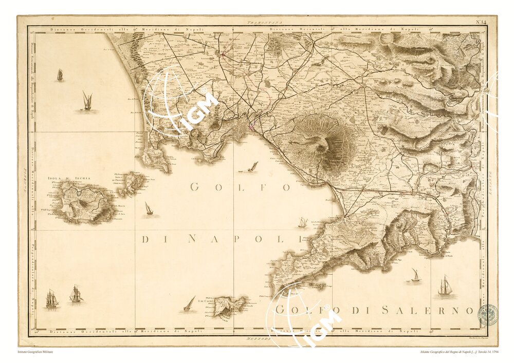 ATLANTE GEOGRAFICO DEL REGNO DI NAPOLI DELINEATO PER ORDINE DI FERDINANDO IV RE DELLE DUE SICILIE &C., &C., DA GIO. ANTONIO RIZZI ZANNONI GEOGRAFO DI SUA MAESTA' E TERMINATO NEL 1808 -TAVOLA 14 ALTRA COPIA.