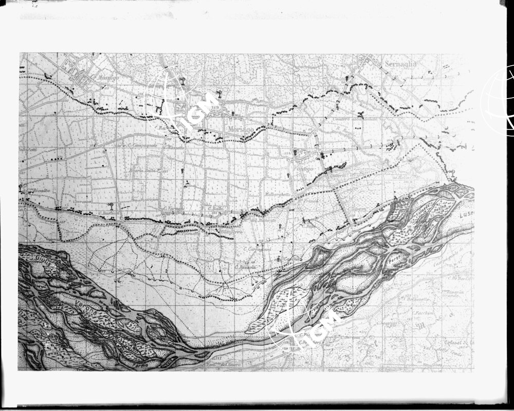 Riproduzione fotografica d'areoplano della zona a Sud di Moriago. - LN00002287
