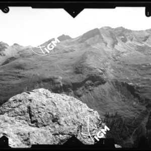 Valle di Champorcher - stazione 1 - 1^ - panorama dal Colle Larisse alle Rose Bianche  - località di presa presso Est di Bec Raty Ovest Lago Giaset - LN00011820