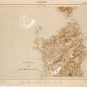 CARTA COROGRAFICA DEL REGNO D'ITALIA E DELLE REGIONI ADIACENTI EDIZIONE 1935-1937 FOGLIO 22 SASSARI