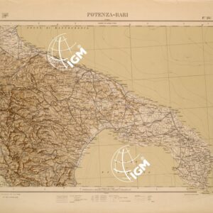 CARTA COROGRAFICA DEL REGNO D'ITALIA E DELLE REGIONI ADIACENTI EDIZIONE 1935-1937 FOGLIO 25 POTENZA-BARI