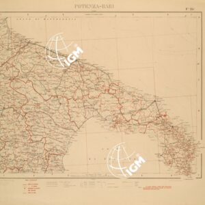 CARTA COROGRAFICA D'ITALIA FOGLIO 25 POTENZA BARI