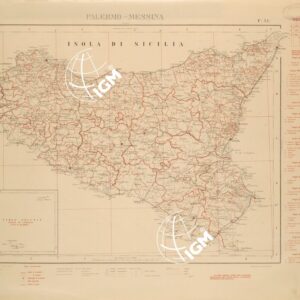 CARTA COROGRAFICA D'ITALIA FOGLIO 34 PALERMO MESSINA