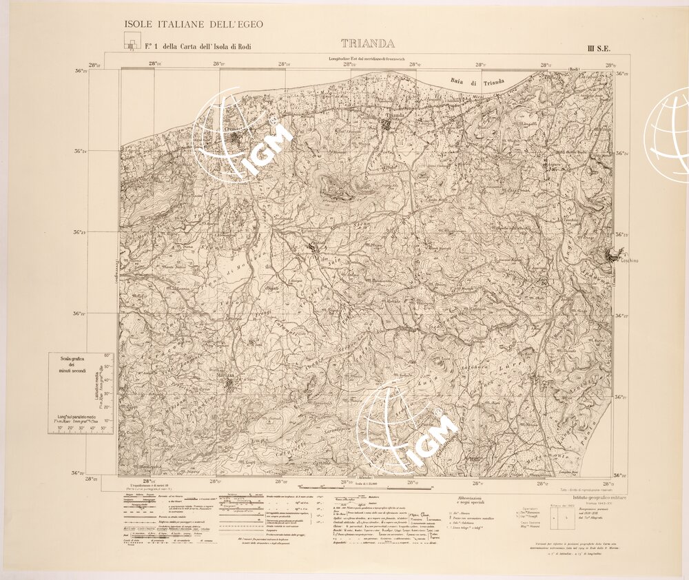 ISOLE ITALIANE DELL'EGEO AL 25.000 - ISOLA DI RODI - FOGLIO 1 III SE - TRIANDA