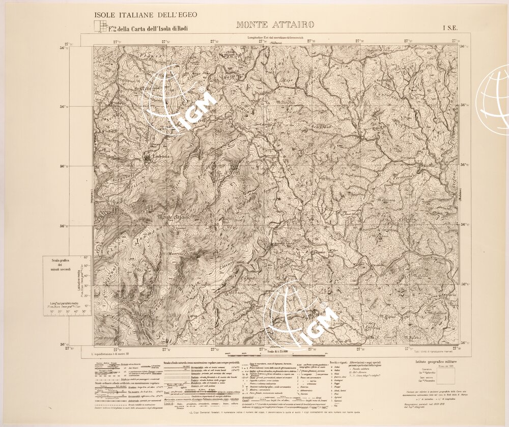 ISOLE ITALIANE DELL'EGEO AL 25.000 - ISOLA DI RODI - FOGLIO 2 I SE - MONTE ATTAIRO