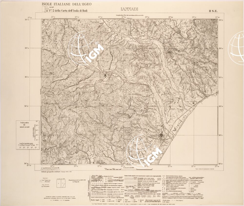 ISOLE ITALIANE DELL'EGEO AL 25.000 - ISOLA DI RODI - FOGLIO 2 II SE - IANNADI