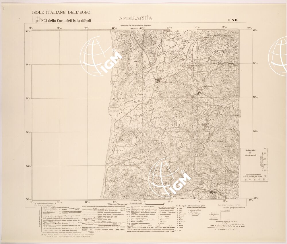 ISOLE ITALIANE DELL'EGEO AL 25.000 - ISOLA DI RODI - FOGLIO 2 II SO - APOLLACHIA