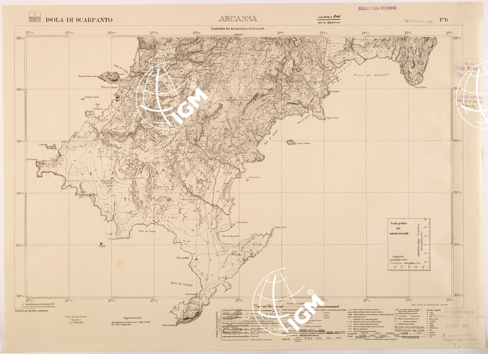 ISOLE ITALIANE DELL'EGEO AL 25.000 - ISOLA DI SCARPANTO - FOGLIO 6 - ARCASSA