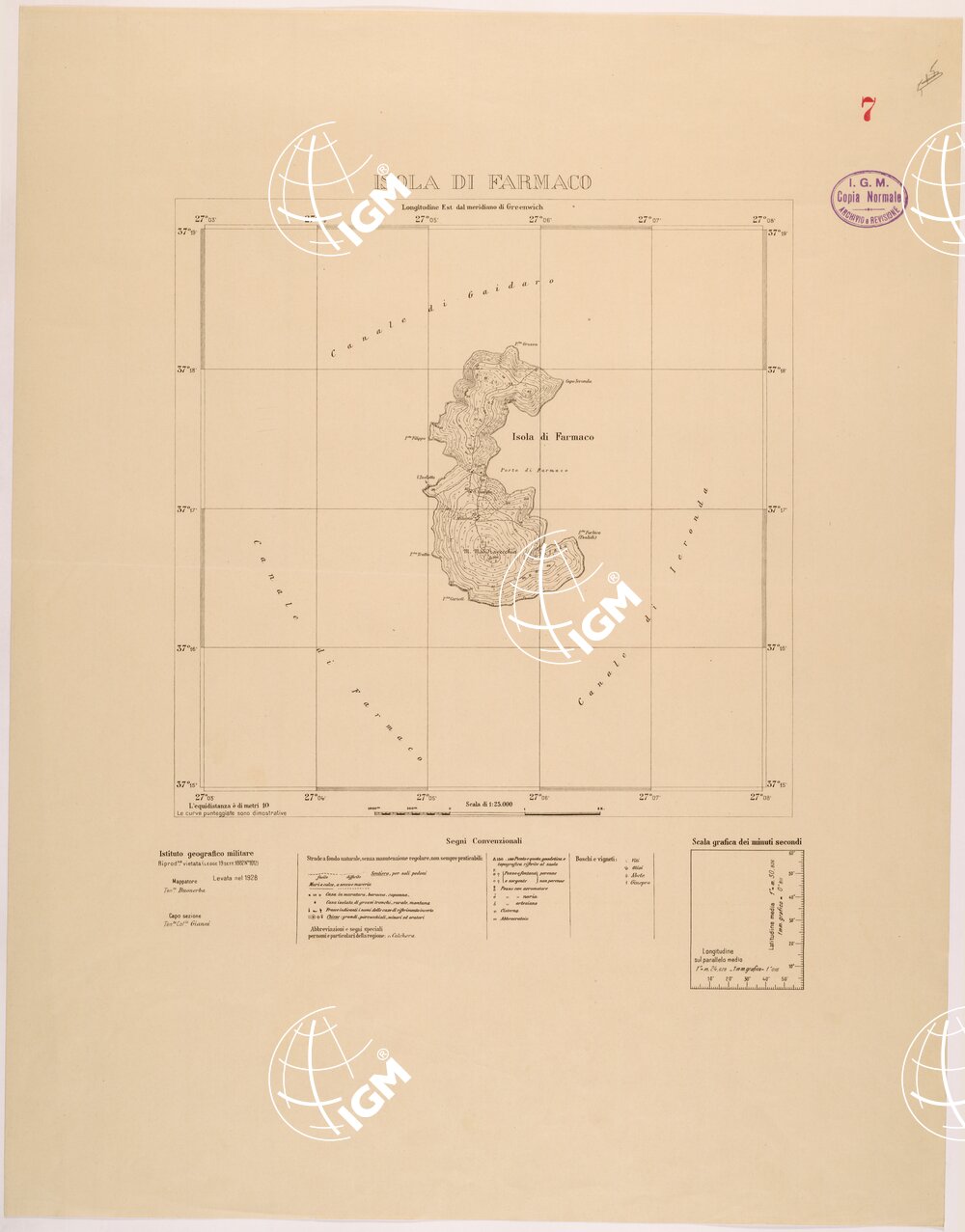 ISOLE ITALIANE DELL'EGEO AL 25.000 - ISOLA DI FARMACO