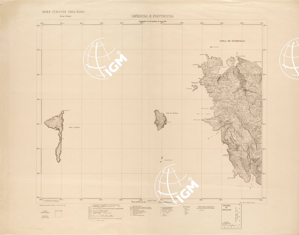 ISOLE ITALIANE DELL'EGEO AL 25.000 - ISOLE DI OFIDUSA E PONTICUSA