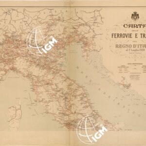 CARTA DELLE FERROVIE E TRAMVIE DEL REGNO D'ITALIA - TAVOLA NORD