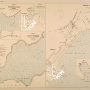 ALBUM DEI PORTI MARITTIMI DEL REGNO D'ITALIA - TAVOLA 05 - PORTI DI SANTA MARGHERITA LIGURE - PORTOFINO - PORTOVENERE - SPEZIA