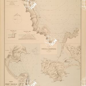 ALBUM DEI PORTI MARITTIMI DEL REGNO D'ITALIA - TAVOLA 11 - PORTI DI S. STEFANO - PORTO ERCOLE - PIANO DELLA PENISOLA ARGENTARIA