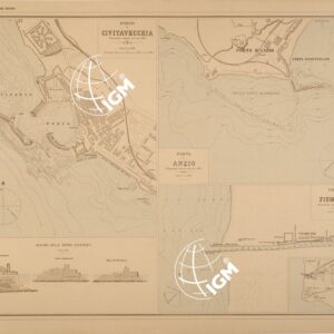 ALBUM DEI PORTI MARITTIMI DEL REGNO D'ITALIA - TAVOLA 12 - PORTI DI CIVITAVECCHIA - ANZIO - FIUMICINO