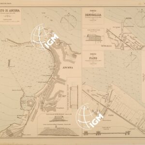 ALBUM DEI PORTI MARITTIMI DEL REGNO D'ITALIA - TAVOLA 25 - PORTI DI ANCONA - SENIGALLIA - FANO