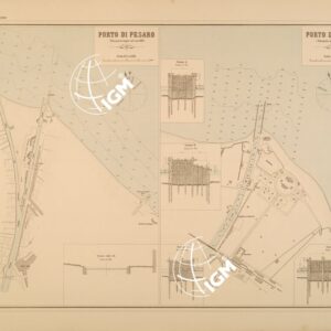 ALBUM DEI PORTI MARITTIMI DEL REGNO D'ITALIA - TAVOLA 26 - PORTI DI PESARO - RIMINI