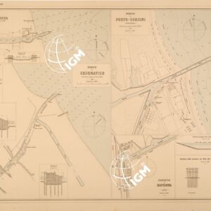 ALBUM DEI PORTI MARITTIMI DEL REGNO D'ITALIA - TAVOLA 27 - PORTI DI MAGNAVACCA - CESENATICO - PORTO CORSINI - DARSENA DI RAVENNA