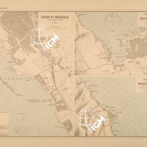 ALBUM DEI PORTI MARITTIMI DEL REGNO D'ITALIA - TAVOLA 37 - PORTI DI MARSALA - FAVIGNANA - MARETTIMO