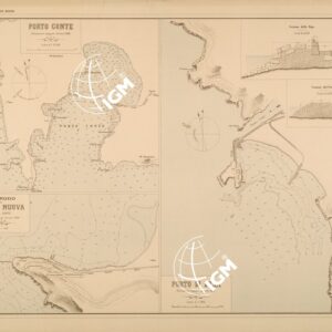 ALBUM DEI PORTI MARITTIMI DEL REGNO D'ITALIA - TAVOLA 47 - PORTI DI BOSA - PORTO CONTE - APPRODO DI TORRE NUOVA