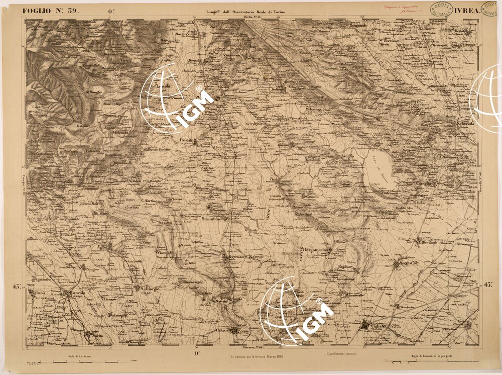 CARTA TOPOGRAFICA DEGLI STATI IN TERRAFERMA DI S. M. IL RE DI SARDEGNA FOGLIO 39 IVREA