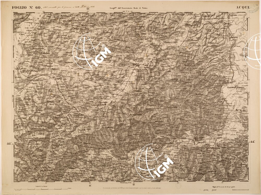 CARTA TOPOGRAFICA DEGLI STATI IN TERRAFERMA DI S. M. IL RE DI SARDEGNA FOGLIO 60 ACQUI
