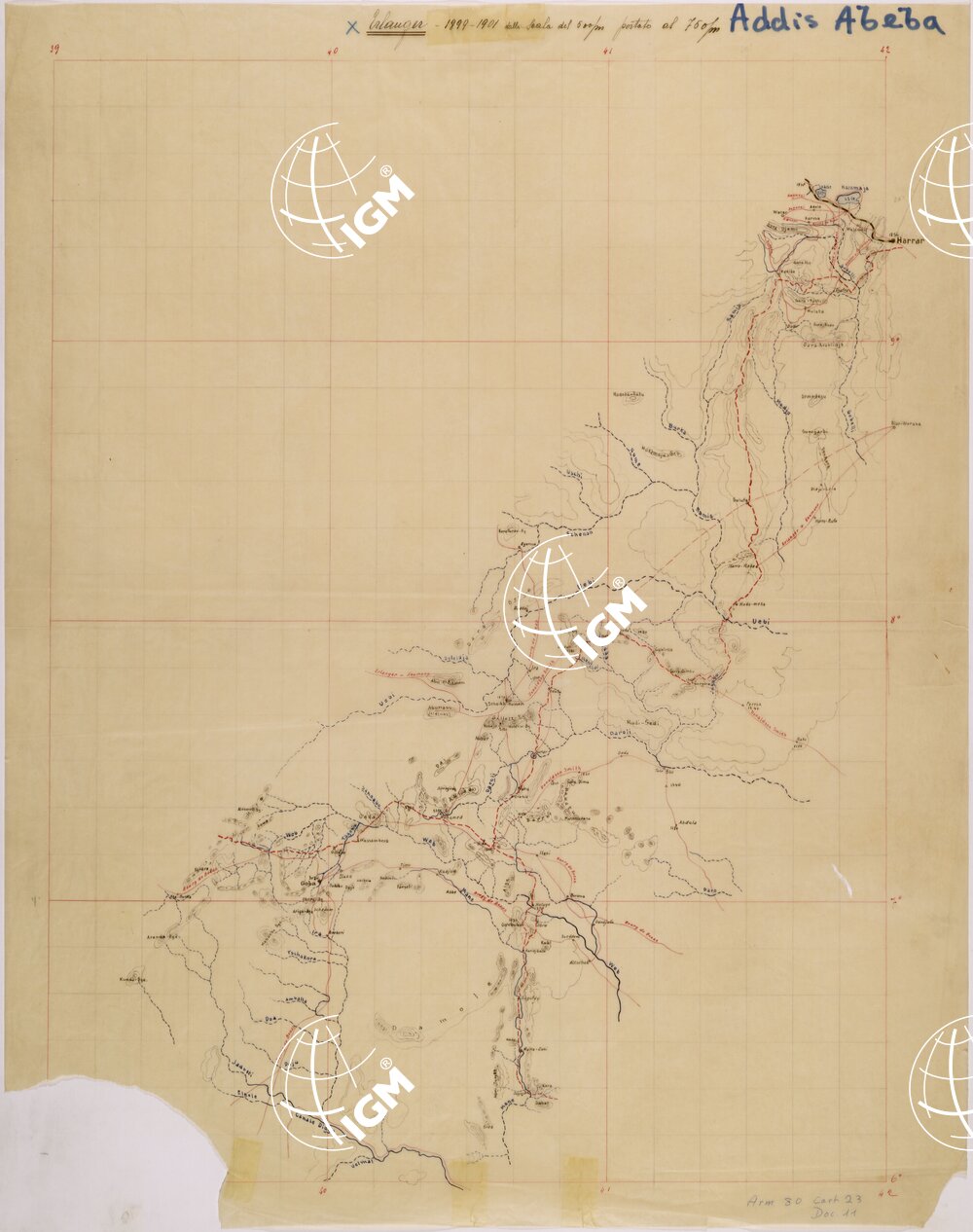 ITINERARI DI CARLO VON ERLANGER 1899-1901 ( GOBA GIDA MALKA CENI ADAMUDA MUDA MEKA GULUFA HARRAR )
