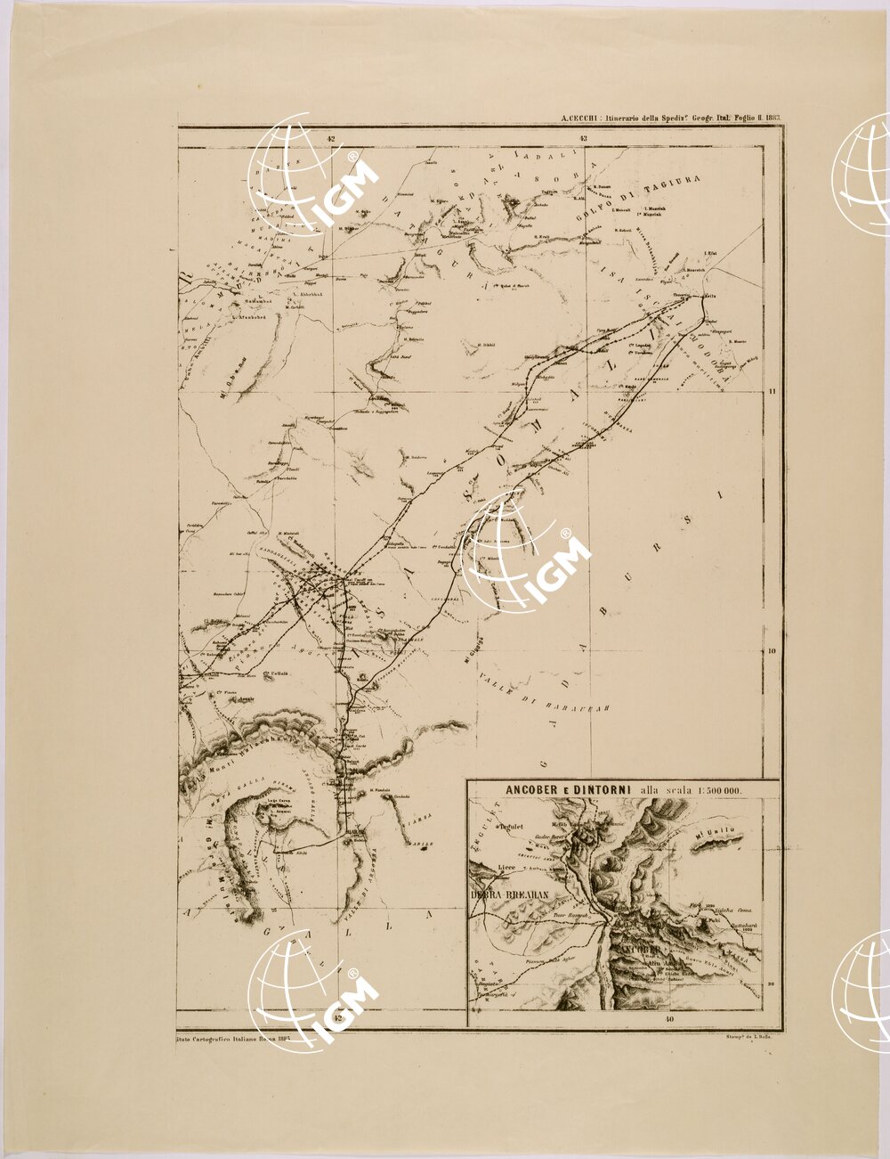 ITINERARI DELLA SPEDIZIONE GEOGRAFICA ITALIANA - FOGLIO 1.