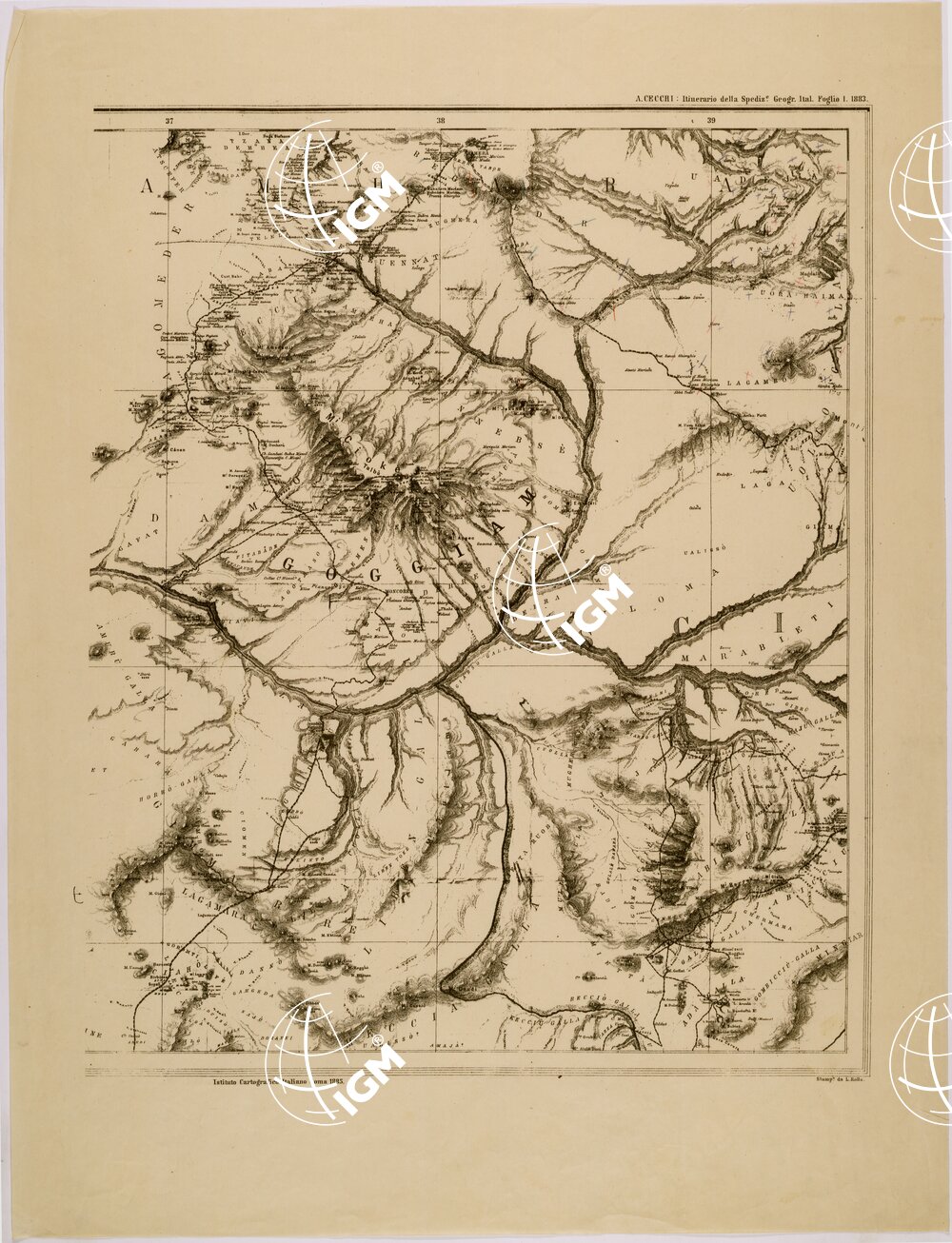 ITINERARI DELLA SPEDIZIONE GEOGRAFICA ITALIANA - FOGLIO 3.