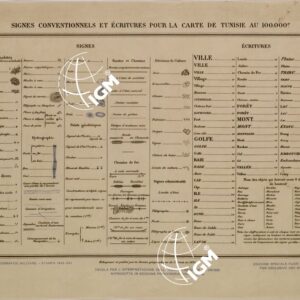 SIGNES CONVENTIONNELS ET ECRITURES POUR LA CARTE DE TUNISIE