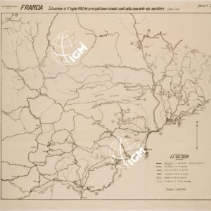 LAVORI STRADALI NEL SETTORE ALPI MARITTIME (FRANCIA) SCHIZZO N 2 SITUAZIONE AL 1° LUGLIO 1942