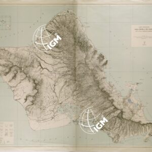 CARTA TOPOGRAFICA DELL' ISOLA DI OAHU CON LA CITTA' E DISTRETTO DI HONOLULU