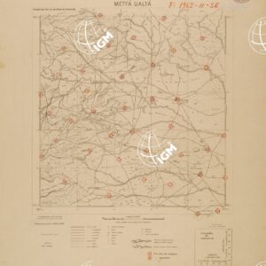 CARTA DELL'ERITREA - FOGLIO 1962 II SE - METFA UALTA - COPIA CON I PUNTI D'ARTIGLIERIA IN ROSSO