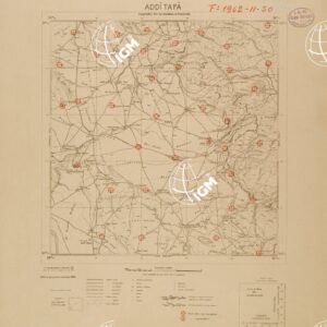 CARTA DELL'ERITREA - FOGLIO 1962 II SO - ADDI TAFA - COPIA CON I PUNTI D'ARTIGLIERIA IN ROSSO