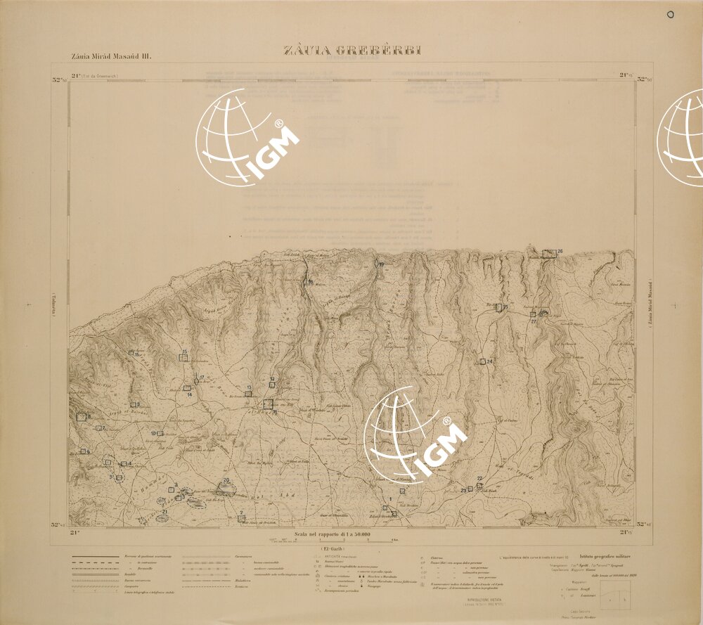 CARTA TEMATICA DELLA CIRENAICA (QUALITA' DEI POZZI DELLE COLTURE E DEI TERRENI) ZAUIA GREBERBI III