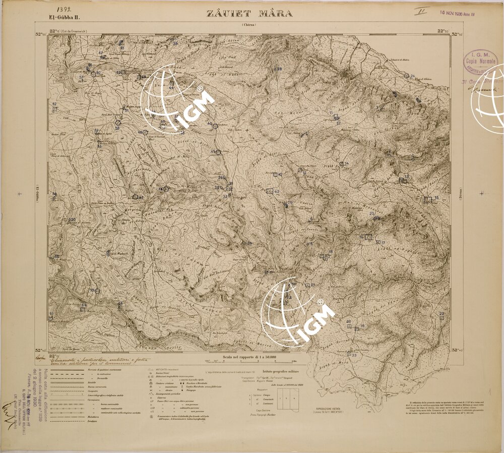 CARTA TEMATICA DELLA CIRENAICA (QUALITA' DEI POZZI DELLE COLTURE E DEI TERRENI) ZAUIET MARA