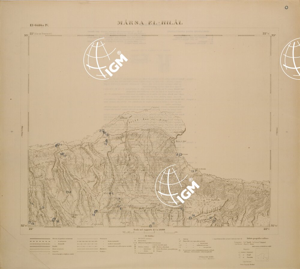 CARTA TEMATICA DELLA CIRENAICA (QUALITA' DEI POZZI DELLE COLTURE E DEI TERRENI) MARSA EL HILAL