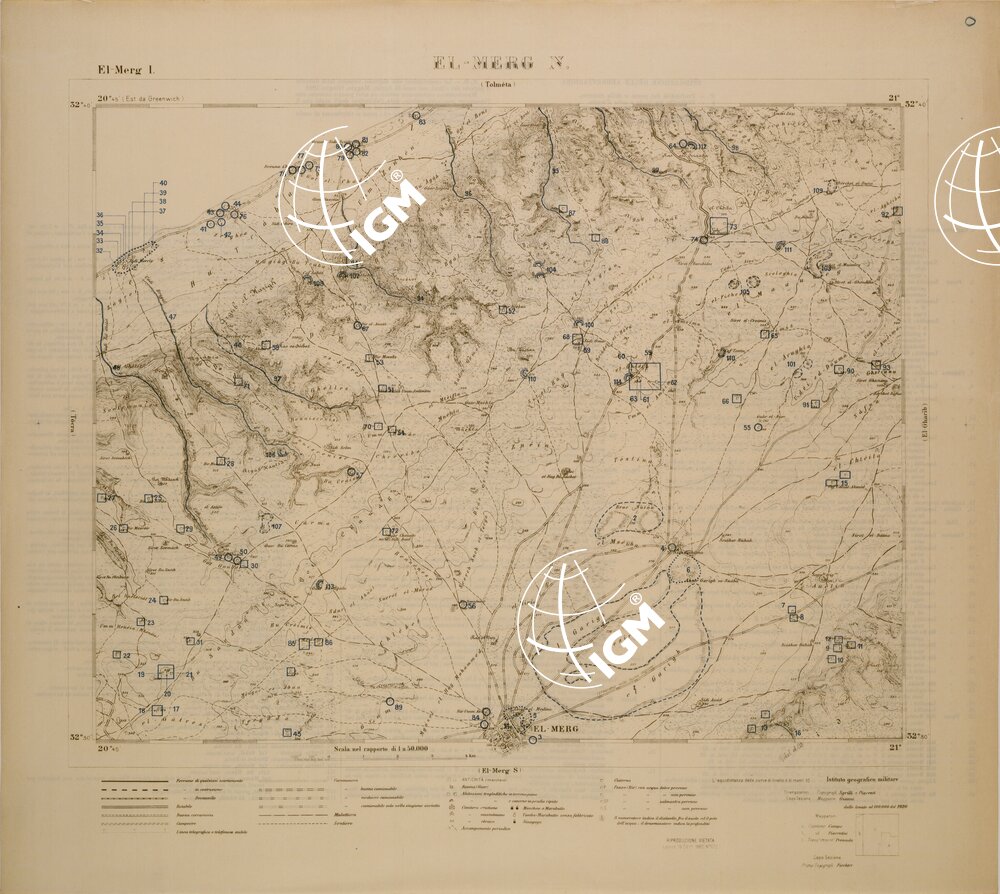 CARTA TEMATICA DELLA CIRENAICA (QUALITA' DEI POZZI DELLE COLTURE E DEI TERRENI) EL MERG N