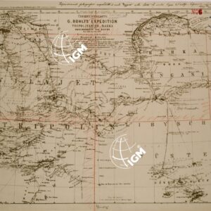 UBERSICHTSKARTE VON C ROHLFS EXPEDITION IN TRIPOLITANIEN, BARKA UND DER OASENGRUPPE VON KUFRA.
