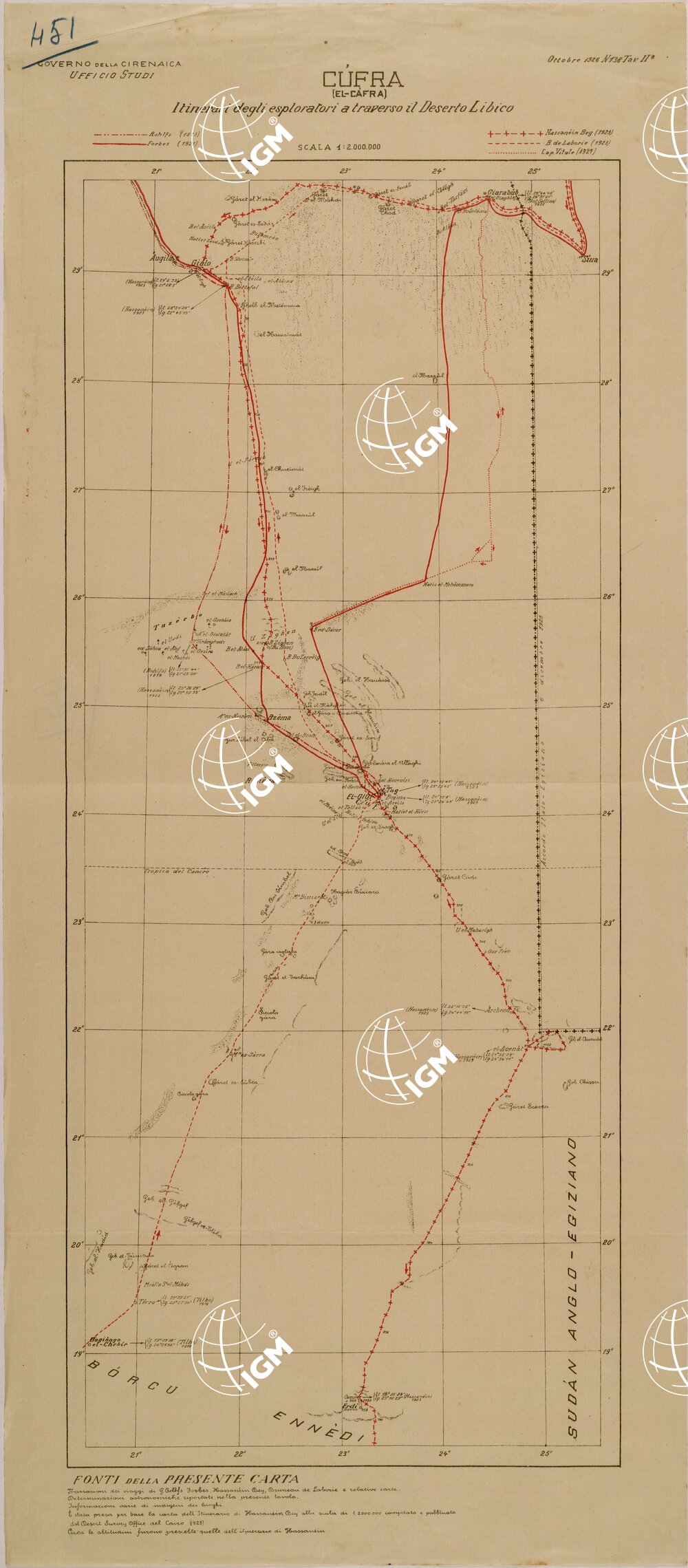 ITINERARI DEGLI ESPLORATORI ATTRAVERSO IL DESERTO LIBICO.