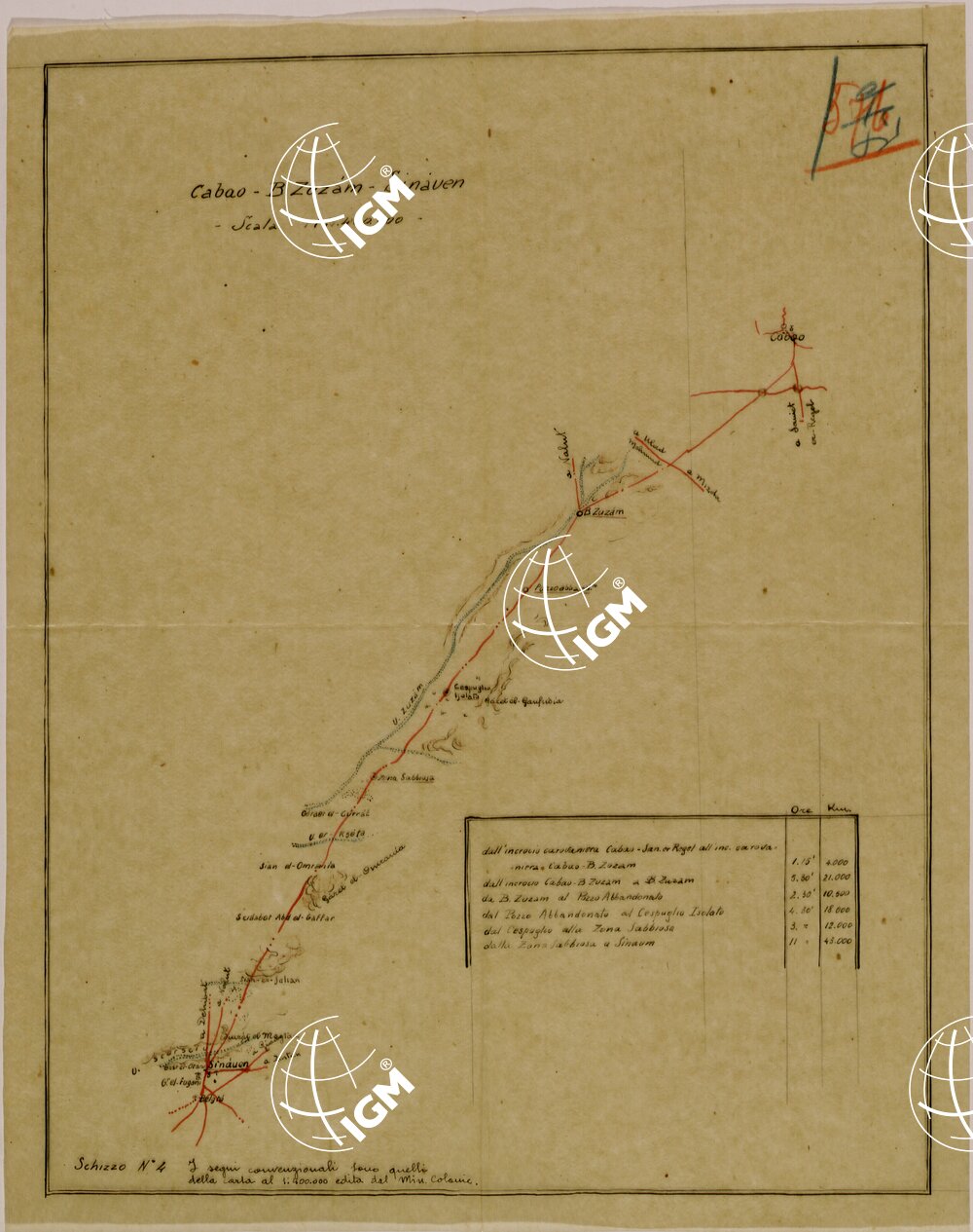 ITINERARI GIADO - NALUT - UAZZEN - CABAO - SINAUEN - GADAMES SCHIZZO N° 4 CABAO - B. ZUZAM - SINAUEN