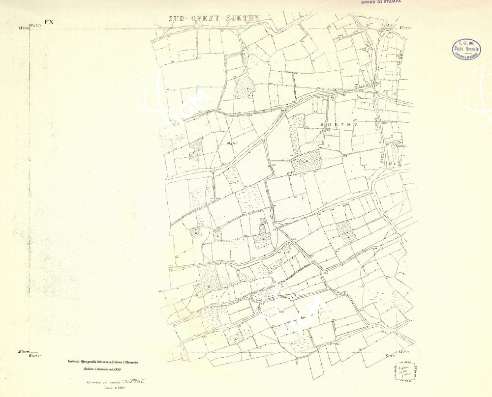 ALBANIA RILIEVI S.A.R.A. - FOGLIO X - SUD OVEST SUKTHY