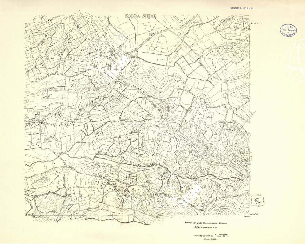 ALBANIA RILIEVI S.A.R.A. - FOGLIO XV - KODRA SHIJAK