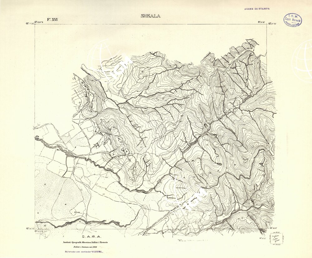 ALBANIA RILIEVI S.A.R.A. - FOGLIO XVI - SHKALA
