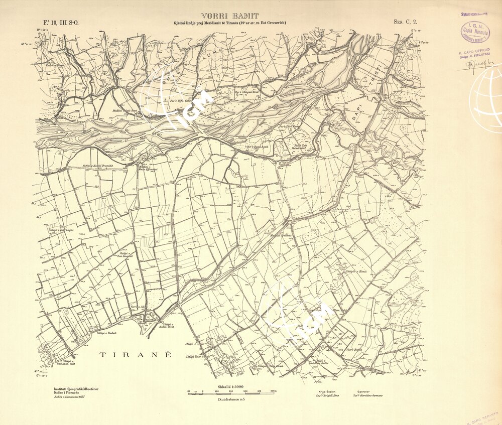 ALBANIA RILIEVI IGM - FOGLIO 10 III SO - VORRI BAMIT C2