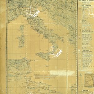 CARTA AERONAUTICA DEL MEDITERRANEO FOGLIO 1 MEDITERRANEO CENTRALE ORIGINALI A COLORI SEPARATI NERO