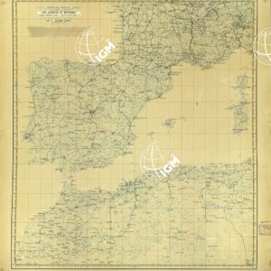 CARTA AERONAUTICA DEL MEDITERRANEO FOGLIO 2 MEDITERRANEO OCCIDENTALE ORIGINALI A COLORI SEPARATI NERO