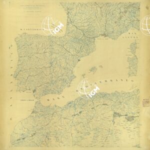 CARTA AERONAUTICA DEL MEDITERRANEO FOGLIO 2 MEDITERRANEO OCCIDENTALE ORIGINALI A COLORI SEPARATI IDROGRAFIA