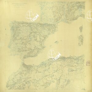 CARTA AERONAUTICA DEL MEDITERRANEO FOGLIO 2 MEDITERRANEO OCCIDENTALE ORIGINALI A COLORI SEPARATI ALTIMETRIA